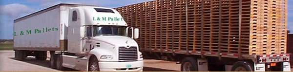 L & M Pallet Services Tractor Trailer and Flatbed Trailer of Pallets